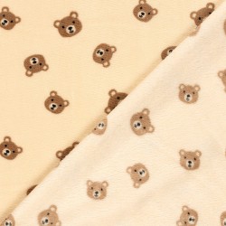 Fleece-Stoff doppelseitig Teddybär Hintergrund beige | Wolf Stoffe