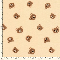 Fleece-Stoff doppelseitig Teddybär Hintergrund beige | Wolf Stoffe