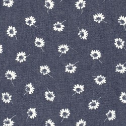 Leichter Jeansstoff Gänseblümchen Blumen | Wolf Stoffe