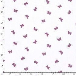 Doppel-Gaze-Stoff Violette Schmetterlinge| Wolf Stoffe
