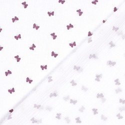 Doppel-Gaze-Stoff Violette Schmetterlinge| Wolf Stoffe