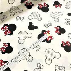 Baumwollstoff Minnie und Mickey Mouse Großer Kopf | Wolf Stoffe