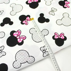Minnie-Maus-Stoff Fuchsia Schleife Großer Kopf | Wolf Stoffe