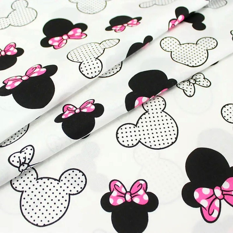 Minnie-Maus-Stoff Fuchsia Schleife Großer Kopf | Wolf Stoffe
