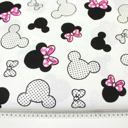 Minnie-Maus-Stoff Fuchsia Schleife Großer Kopf | Wolf Stoffe