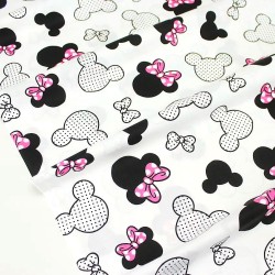 Minnie-Maus-Stoff Fuchsia Schleife Großer Kopf | Wolf Stoffe