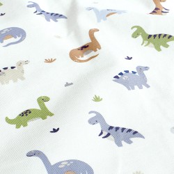Jersey-Stoff Dinosaurier Off-White Hintergrund | Wolf Stoffe