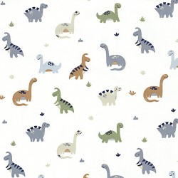 Jersey-Stoff Dinosaurier Off-White Hintergrund | Wolf Stoffe