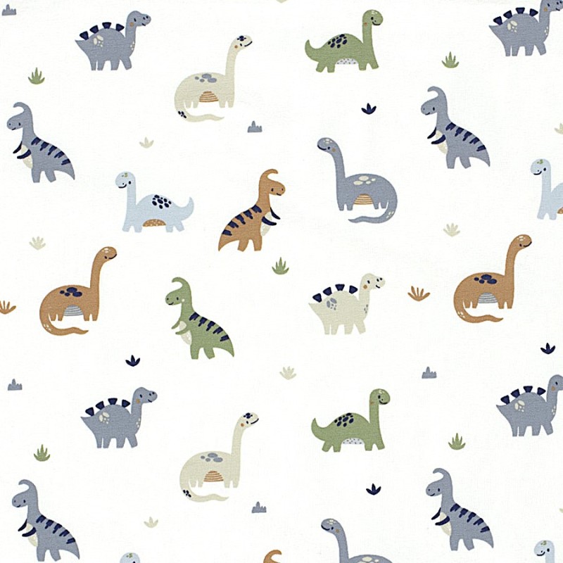 Jersey-Stoff Dinosaurier Off-White Hintergrund | Wolf Stoffe