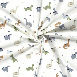 Jersey-Stoff Dinosaurier Off-White Hintergrund | Wolf Stoffe