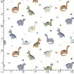 Jersey-Stoff Dinosaurier Off-White Hintergrund | Wolf Stoffe