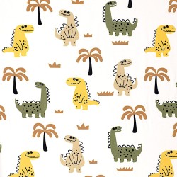 Jersey-Stoff Fröhliche Dinosaurier und Palmen | Wolf Stoffe