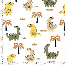 Jersey-Stoff Fröhliche Dinosaurier und Palmen | Wolf Stoffe