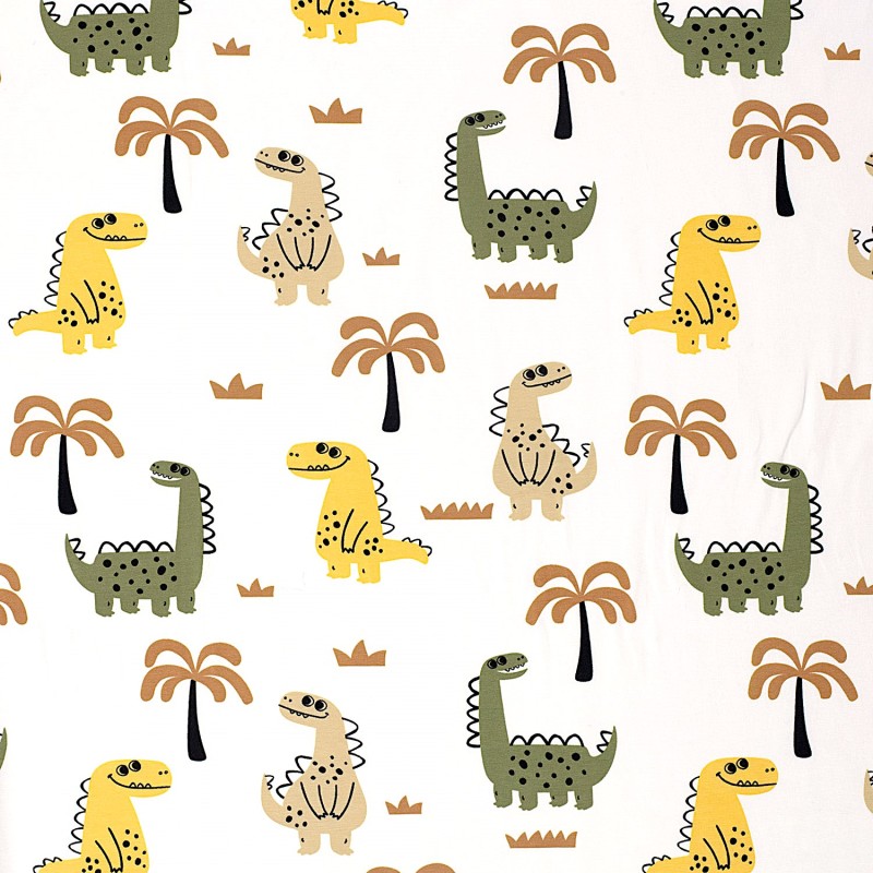 Jersey-Stoff Fröhliche Dinosaurier und Palmen | Wolf Stoffe