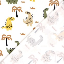 Jersey-Stoff Fröhliche Dinosaurier und Palmen | Wolf Stoffe