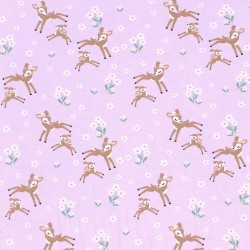 Jersey-Stoff Kleine Rehe in den Blumen | Wolf Stoffe