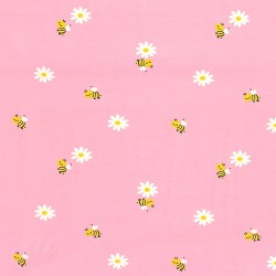 Jersey-Stoff Kleine Bienen und Gänseblümchen