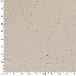 Baumwoll-Doppelgaze-Stoff grau-beige mit goldenen Punkten | Wolf Stoffe