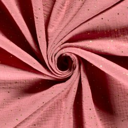 Doppelgaze stoff goldene punkte Hintergrund Rose Ballerina | Wolf Stoffe