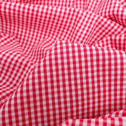 Rot-weißes Vichy-Stoff mit kleinen Karos 3mm | Wolf Stoffe