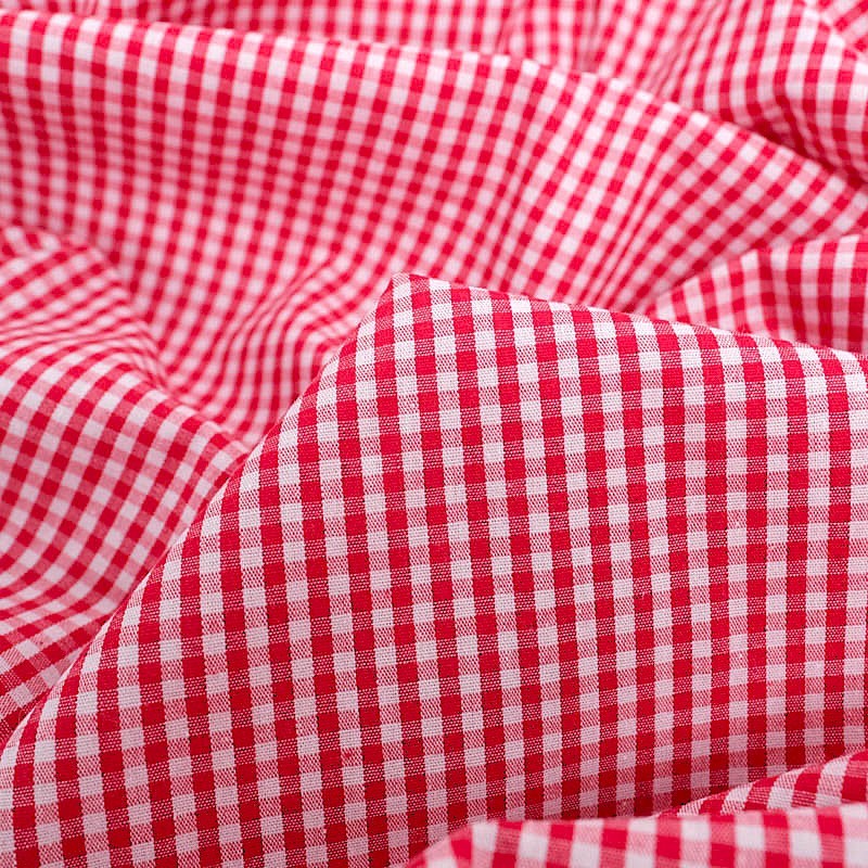 Rot-weißes Vichy-Stoff mit kleinen Karos 3mm | Wolf Stoffe