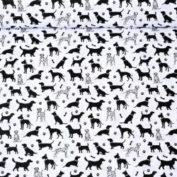 Stoff Silhouette vo Hunden Dalmatiner Golde Retriever Dachshund Labrador Greyhoun un Jac Russell | Wolf Stoffe