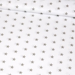 Baumwollstoff Graue Sterne weißer Hintergrund | Wolf Stoffe