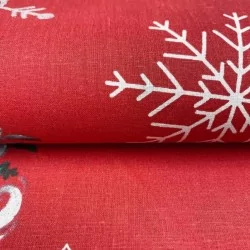 Baumwollstoff Weihnachtswichtel Rot Hintergrund | Wolf Stoffe