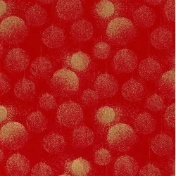 Baumwollstoff Goldene Weihnachtskugeln Roter Hintergrund | Wolf Stoffe