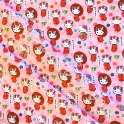 Stoff Hello Kitty Kimono rosa Hintergrund | Wolf Stoffe