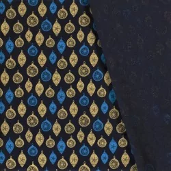 Baumwollstoff Goldene Weihnachtskugeln Deko marineblauer Hintergrund | Wolf Stoffe