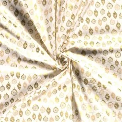 Baumwollstoff Goldene Weihnachtskugeln Deko weißer Hintergrund | Wolf Stoffe