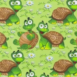 Baumwollstoff Schildkröten Grüner Hintergrund | Wolf Stoffe