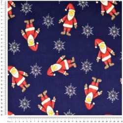 Baumwollstoff Weihnachtsmann marineblauer Hintergrund | Wolf Stoffe