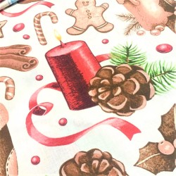 Baumwollstoff Schneekugel und Weihnachtsglocke Große Motive | Wolf Stoffe