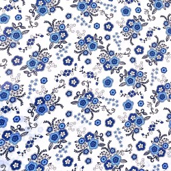 Baumwollstoff Blaue Blumen | Wolf Stoffe