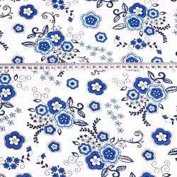 Baumwollstoff Blaue Blumen | Wolf Stoffe