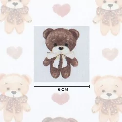 Baumwollmausstoff Teddybär und Herzen Beige Braun | Wolf Stoffe