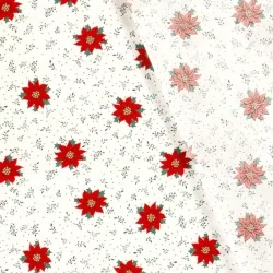 BaumwollStoff Blume Roter Weihnachtsstern weißer Hintergrund | Wolf Stoffe