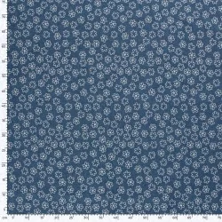 Stretch-Jeansstoff Jean hellblau weiße Blumen | Wolf Stoffe