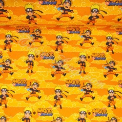 Baumwollstoff Naruto Shippuden Hintergrund gelb orange | Wolf Stoffe