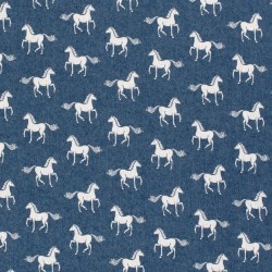 Jeansstoff Stretch hellblauer Pferde | Wolf Stoffe