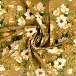 Baumwollstoff Philadelphus Weiße Blumen Senf Hintergrund | Wolf Stoffe