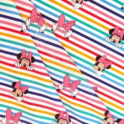 Baumwollstoff Minnie Mouse Streifen Regenbogen Disney | Wolf Stoffe
