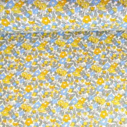 Baumwollstof Kleine gelbe und blaue Blumen | Wolf Stoffe