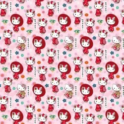 Stoff Hello Kitty Kimono rosa Hintergrund | Wolf Stoffe