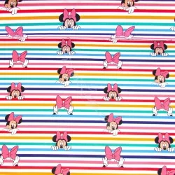 Baumwollstoff Minnie Mouse Streifen Regenbogen Disney | Wolf Stoffe