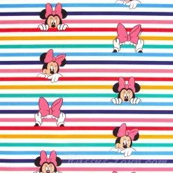 Baumwollstoff Minnie Mouse Streifen Regenbogen Disney | Wolf Stoffe