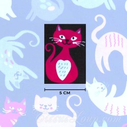 Baumwollstoff Niedliche Katzen Rosa Grau und Weiß schwarzer Hintergrund | Wolf Stoffe