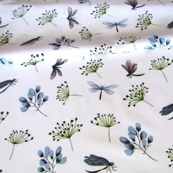 Baumwollstoff Libellen und Blumen | Wolf Stoffe